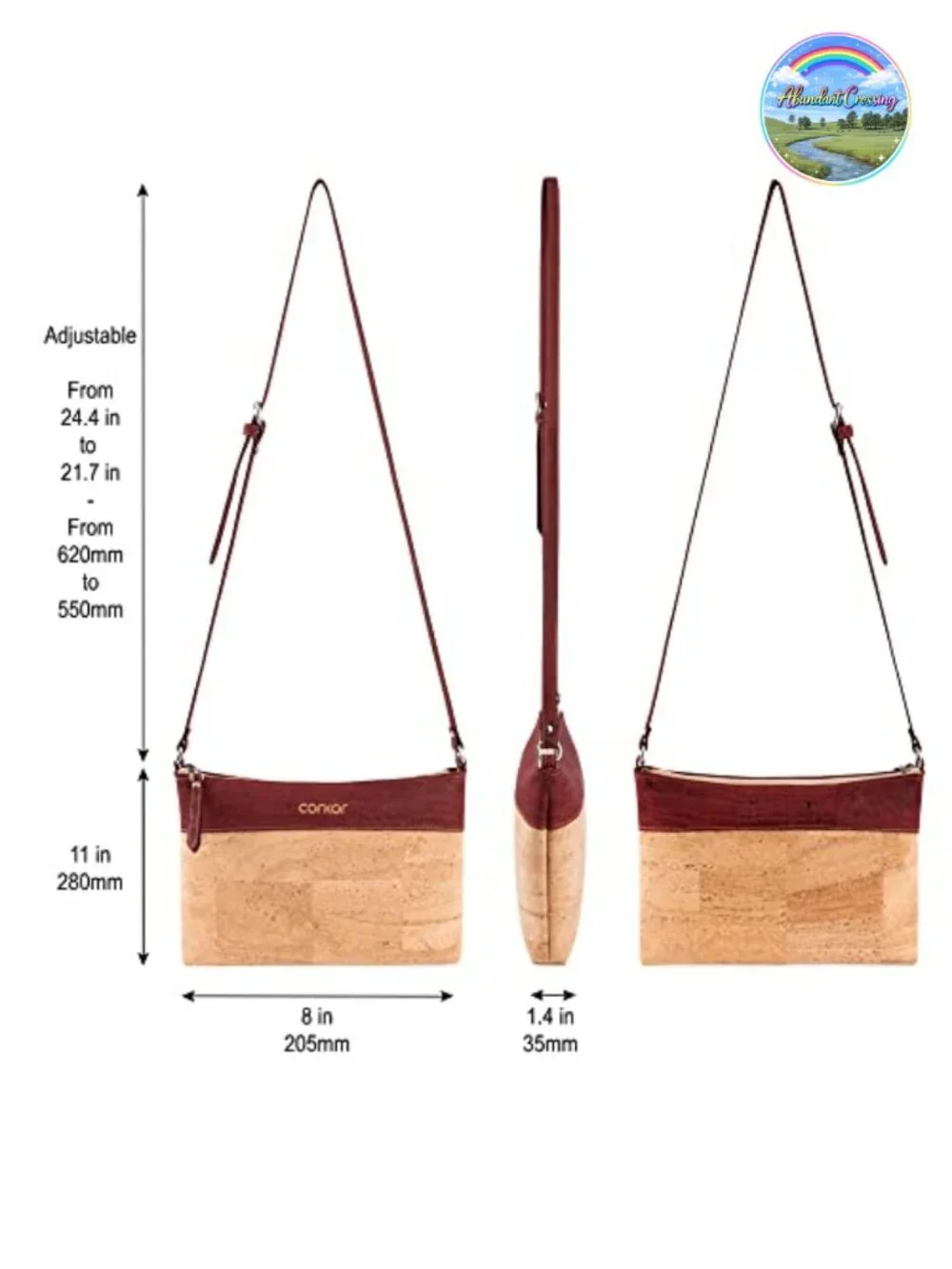 Vegan Cork Crossbody Bag Small Non-Leather Portugal Handbag